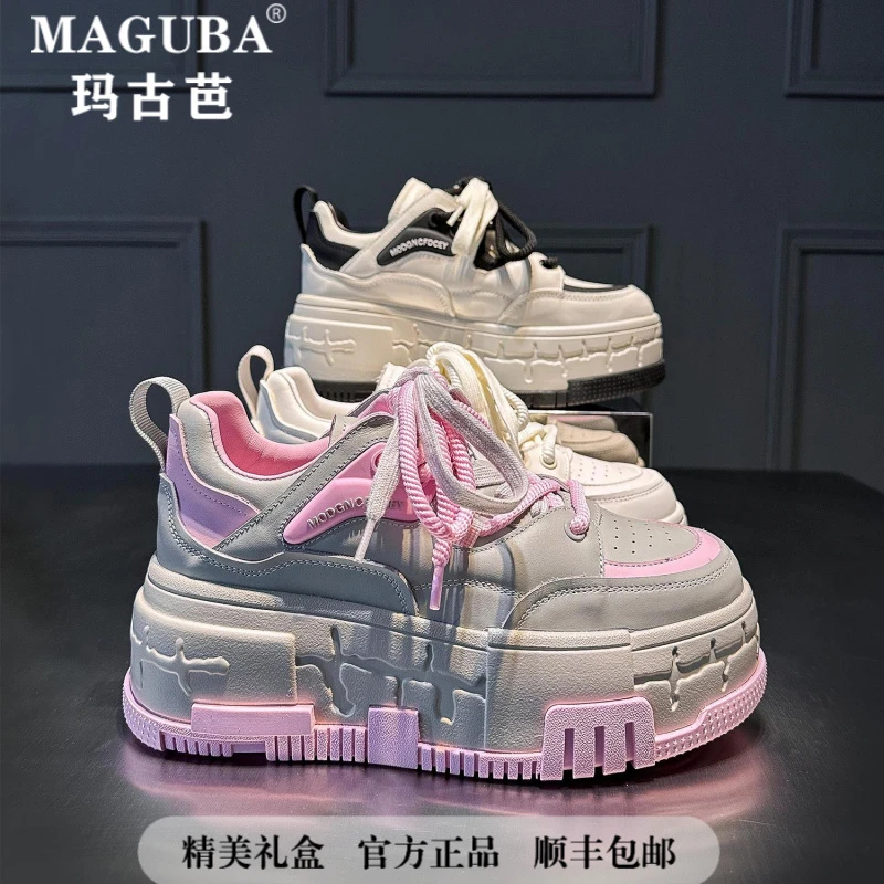 MAGUBA/玛古芭爆款板鞋轻便舒适透气休闲鞋时尚厚底增高女款潮鞋