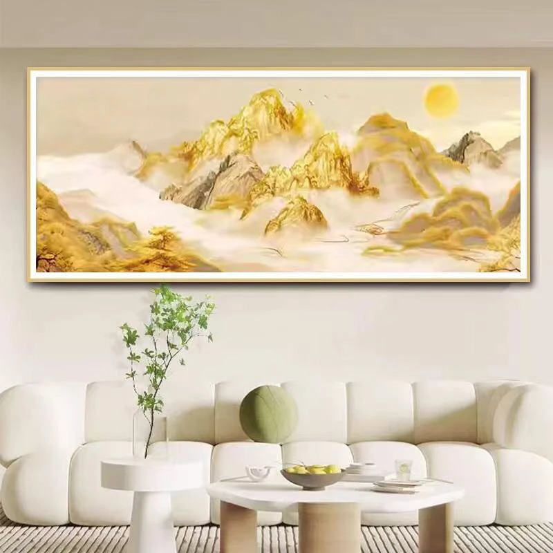 背靠金山 白布满绣32色尺寸两个规格可选（中格195*75大格235*90）