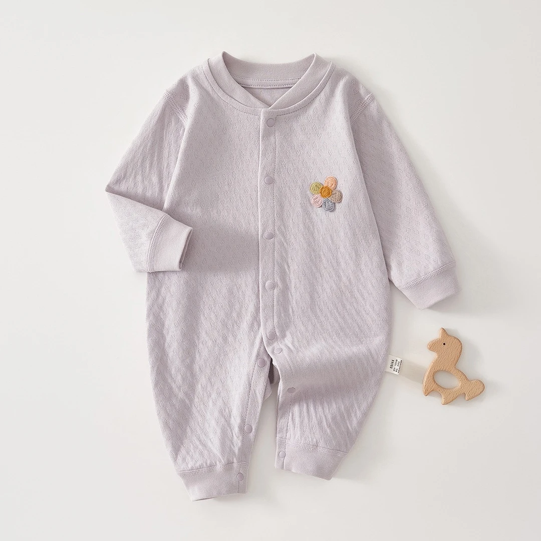 【新生儿a类衣服】纯棉无骨宝宝对开哈衣婴儿连体衣秋季外出爬爬服