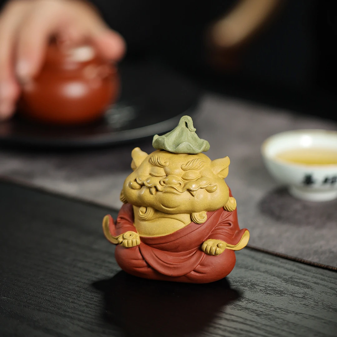 砂宴 张小萌原创《貔貅小仙》原矿紫砂黄金段全手工制作茶宠摆件