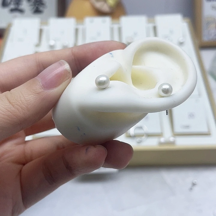 淡水珍珠耳饰银S925镶嵌S****?