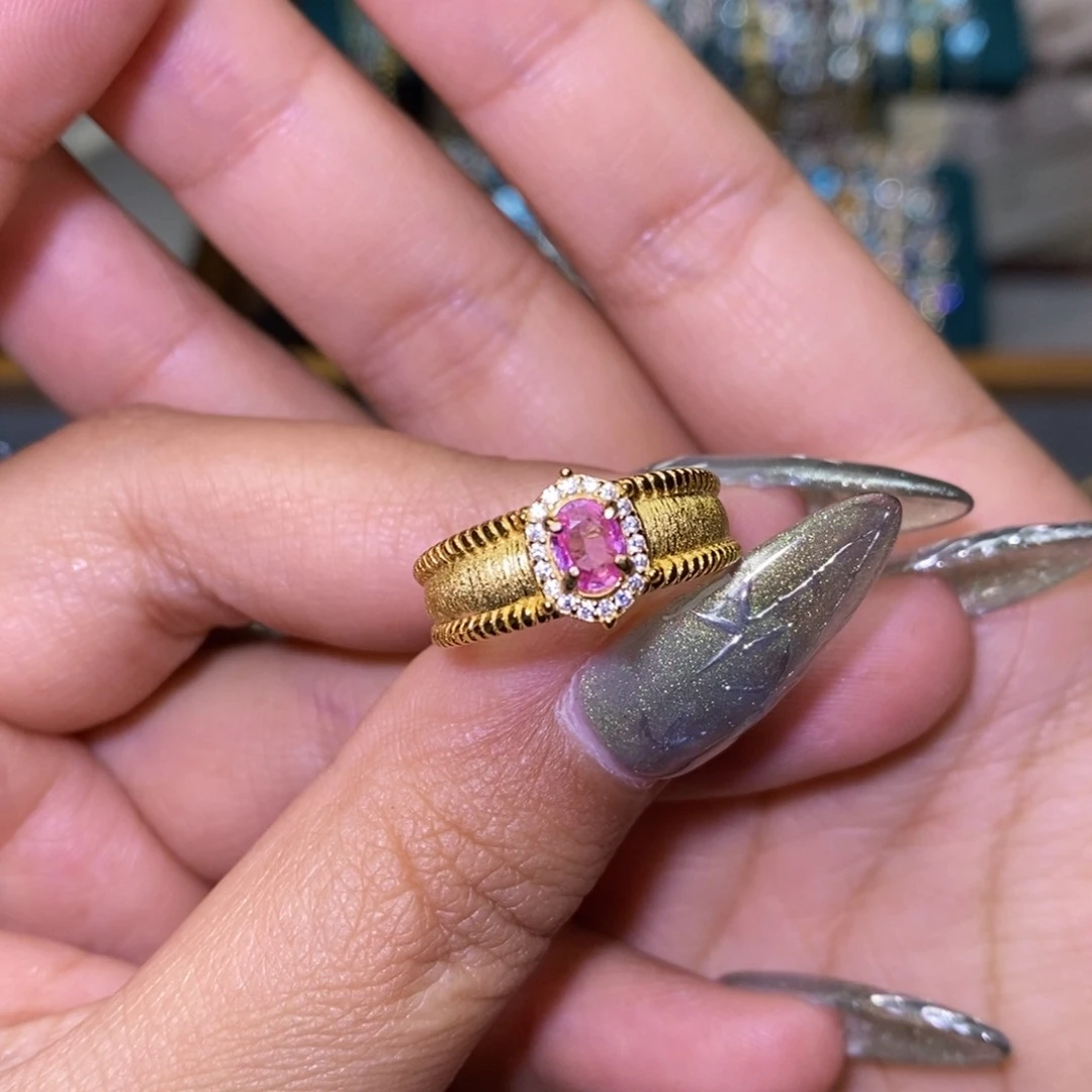 彩色蓝宝石戒指银S925镶嵌56678