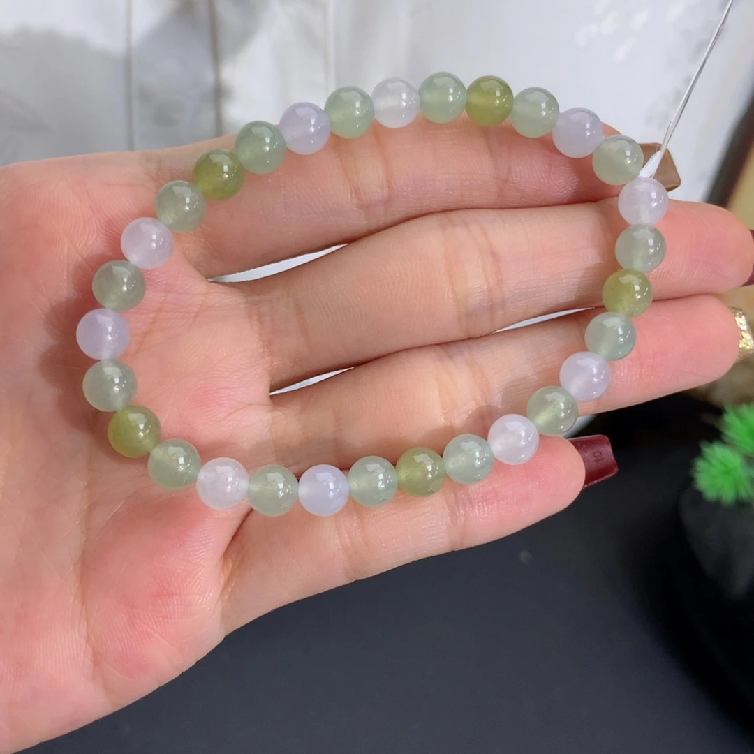 翡翠未镶嵌手串卡6冰胶多宝手串