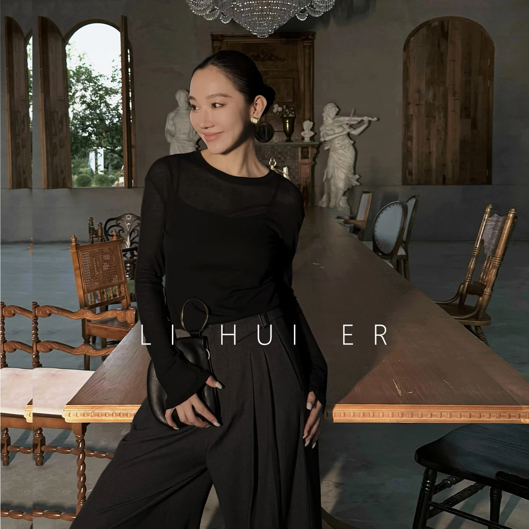 LiHuiEr李慧儿【莫赫夜曲】2025高级设计小众黑色上衣HNE027