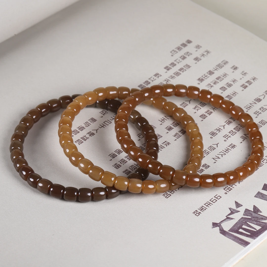 【汪氏精品】和田玉直切手串1273-f029约6*5.5mm 多样性发其一