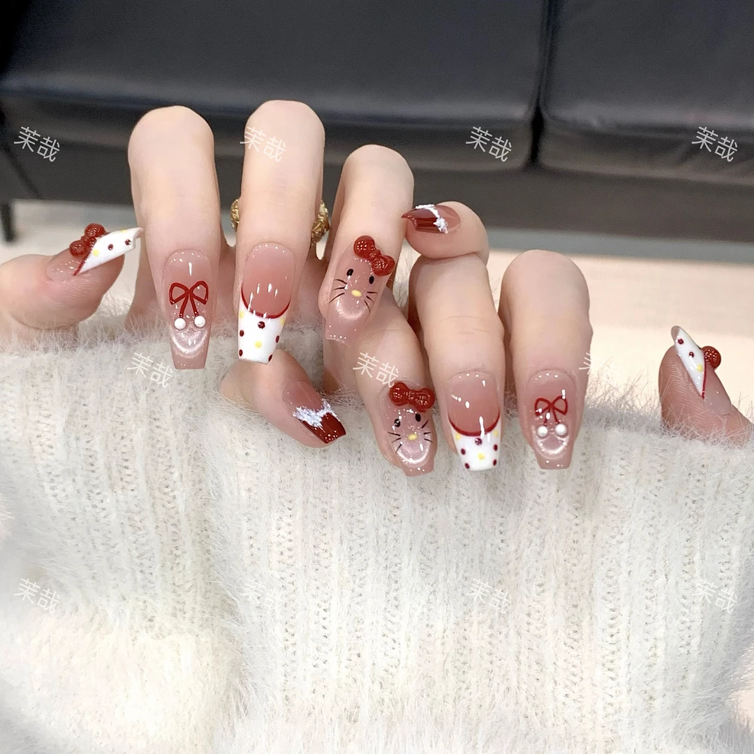 茉哉【凯蒂甜心】纯手工定制美甲拆卸穿戴甲A3658 A