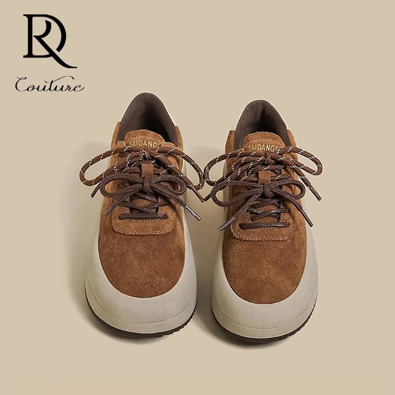 【DR官方正品】香港加绒运动鞋女2025春秋美拉德厚底棕色德训鞋