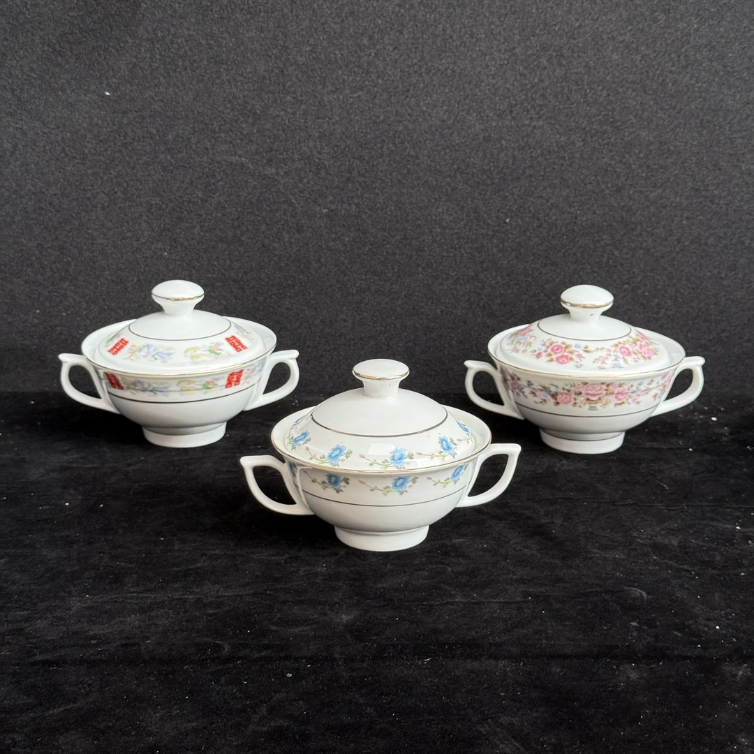 【福利品】景德镇300ml双耳炖罐带盖小号灯笼款龙凤牡丹主人杯陶瓷