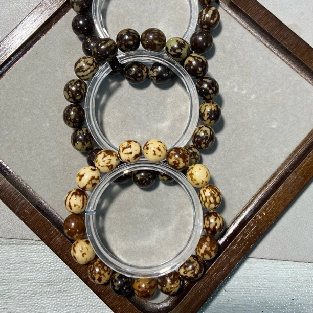 P722自然阴皮 花根菩提随型珠 带原皮 芽眼款 单圈手串