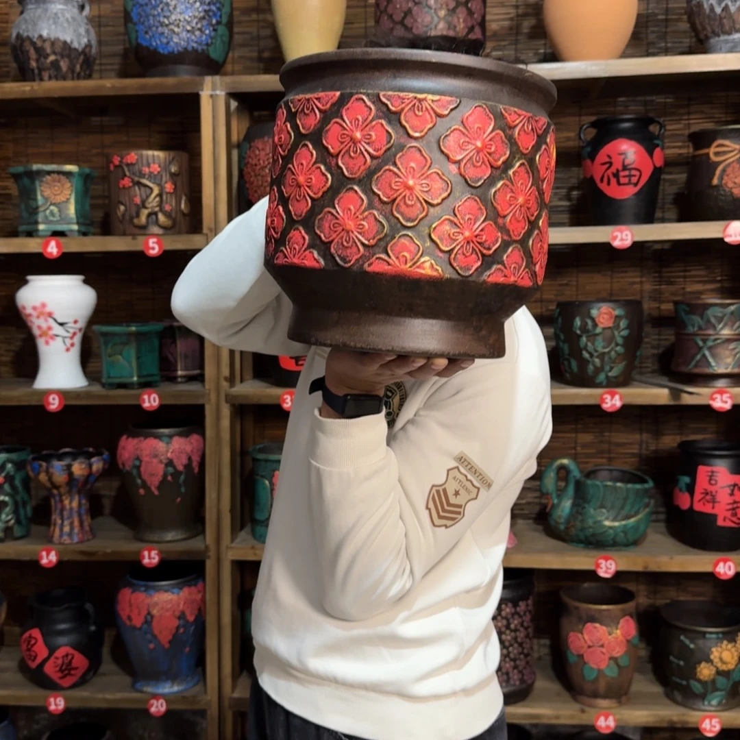 带孔高端浮雕花盆炸炸炸