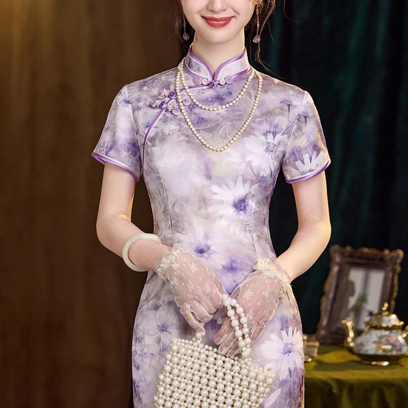 新中式旗袍高贵2025夏季新款老上海素雅国风改良礼服日常可穿裙子