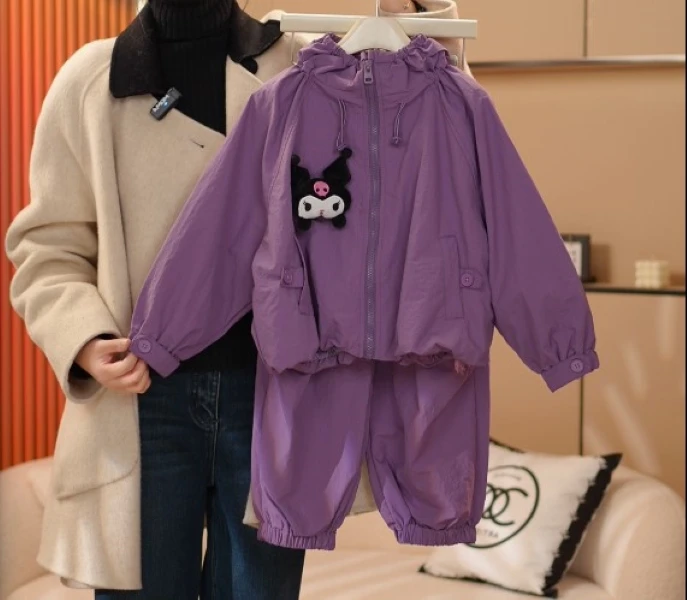 2025年春季爆款宝宝时尚女童库洛米韩版冲锋衣儿童休闲套装