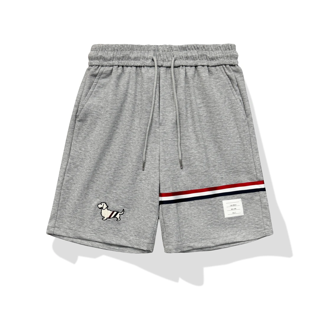 SP-B30-夏季新款美式拼接时尚狗刺绣男士男装五分裤短裤休闲宽松