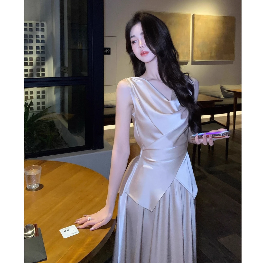 1128通勤法式仙女风时尚套装长裙小众连衣裙轻熟风脏脏风显瘦气质