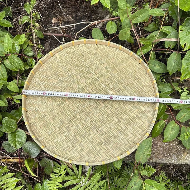 Ｂ60厘米全竹青簸箕晾晒盘藤锁边竹筛子可蒸煮家用