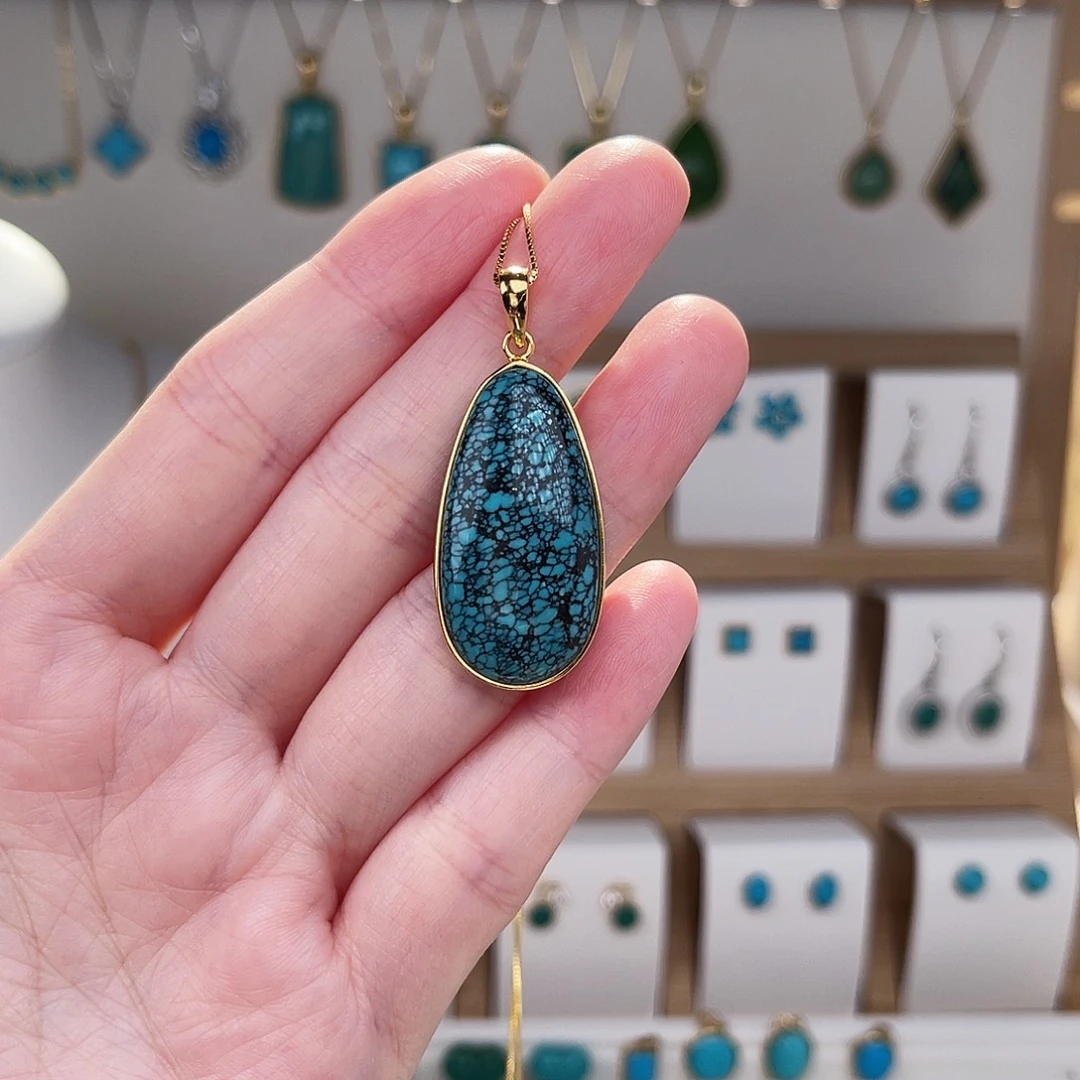 绿松石银S925镶嵌颈饰