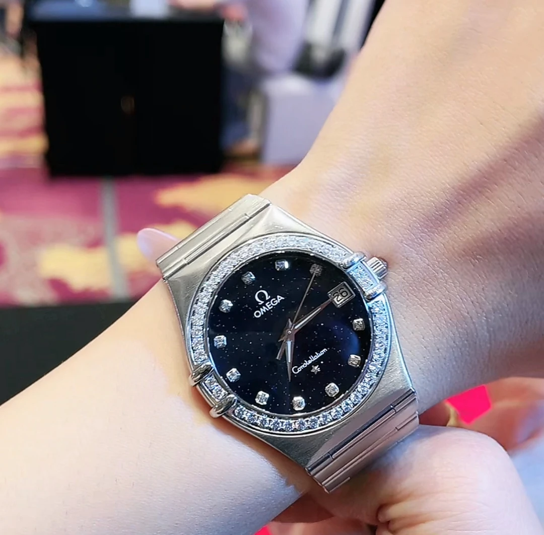 95新 Omega/欧米茄 09999/星座系列/33盘/女士石英表/后钻升级盘