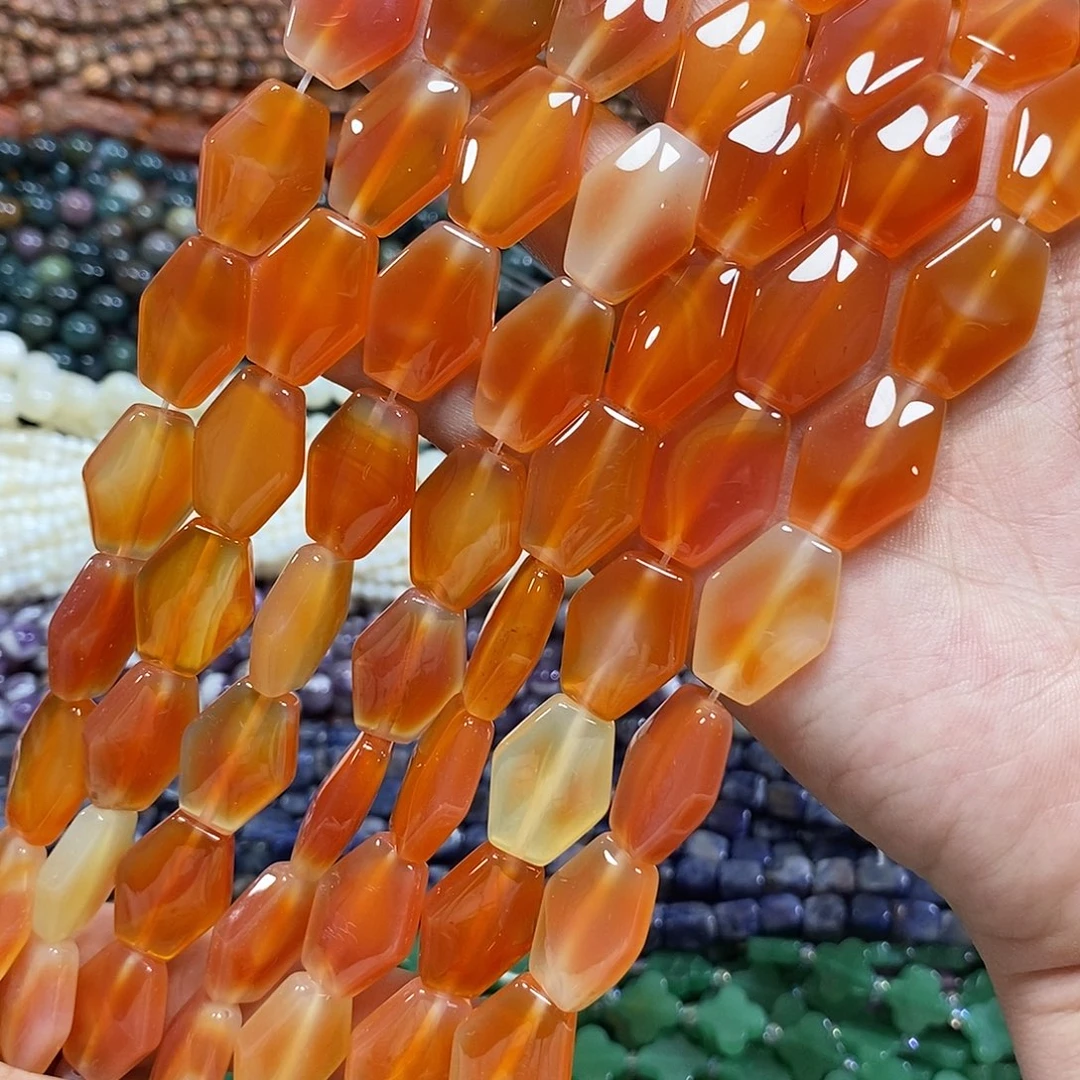 玛瑙/玉髓未镶嵌珠宝半成品糖心玛瑙菱形一条卡15*20mm