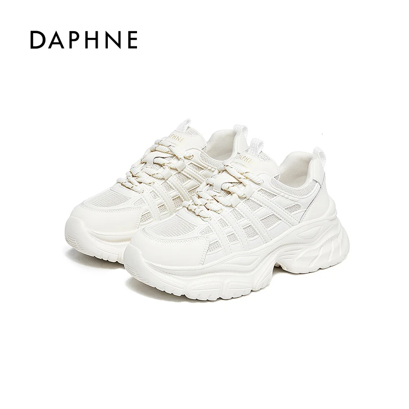Daphne/达芙妮女2026秋季老爹鞋网面透气运动舒适小白鞋经典厚底