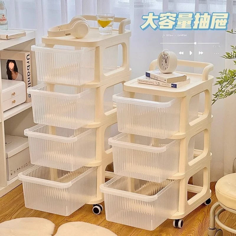新款小推车抽屉式置物架落地客厅零食移动收纳卧室玩具