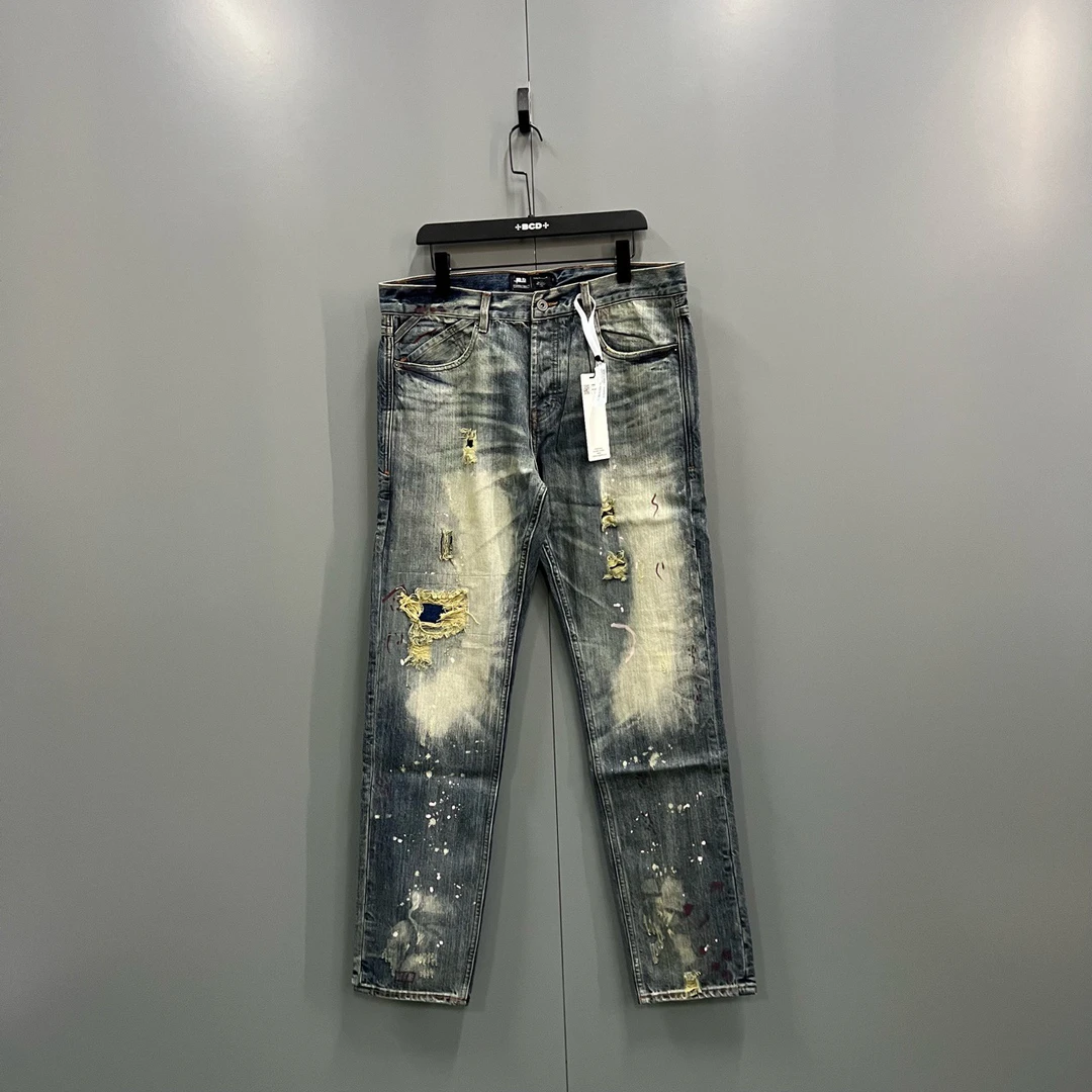 99新  （bb）121 泼墨破坏牛仔裤 36码/吊牌