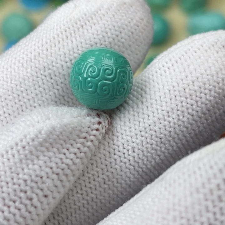 高瓷深绿11mm回纹圆珠
