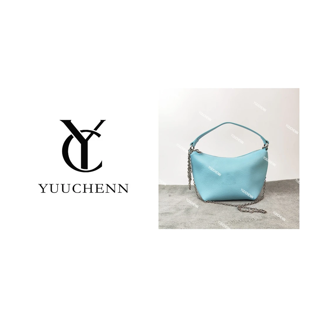 YUUCHENN/太后同款【Crescent bag】20cm自然摔小牛皮圣杯蓝 HH6072