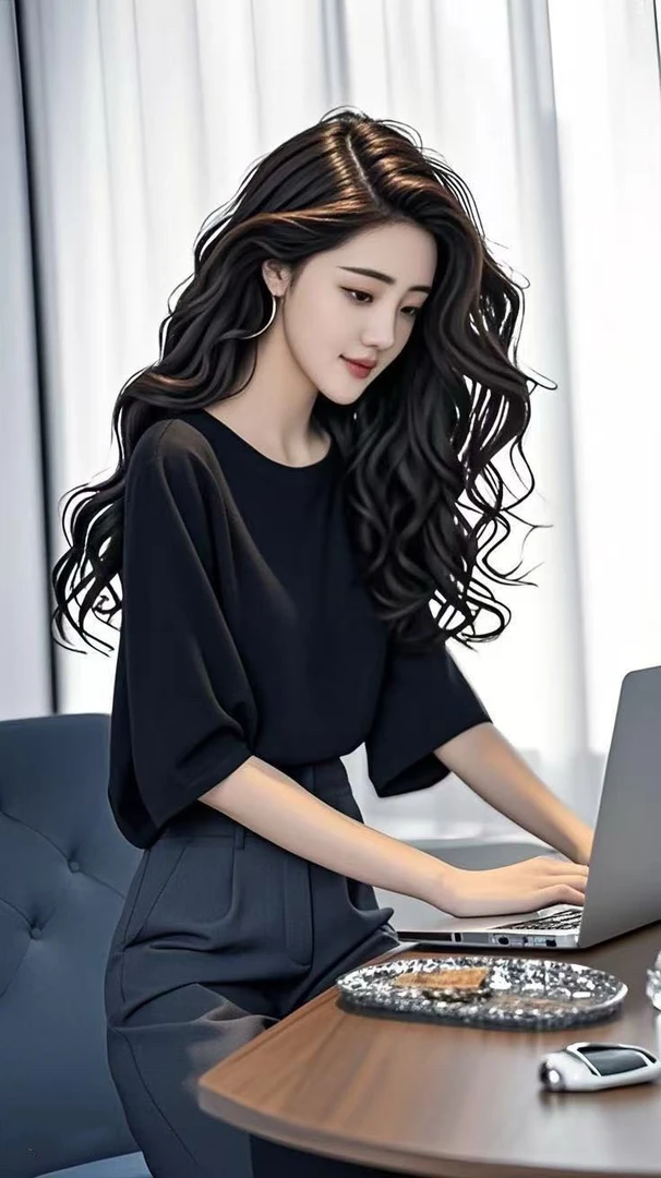 SS813法式气质冷淡系高级感黑色宽松小上衣女夏季裤子两件套