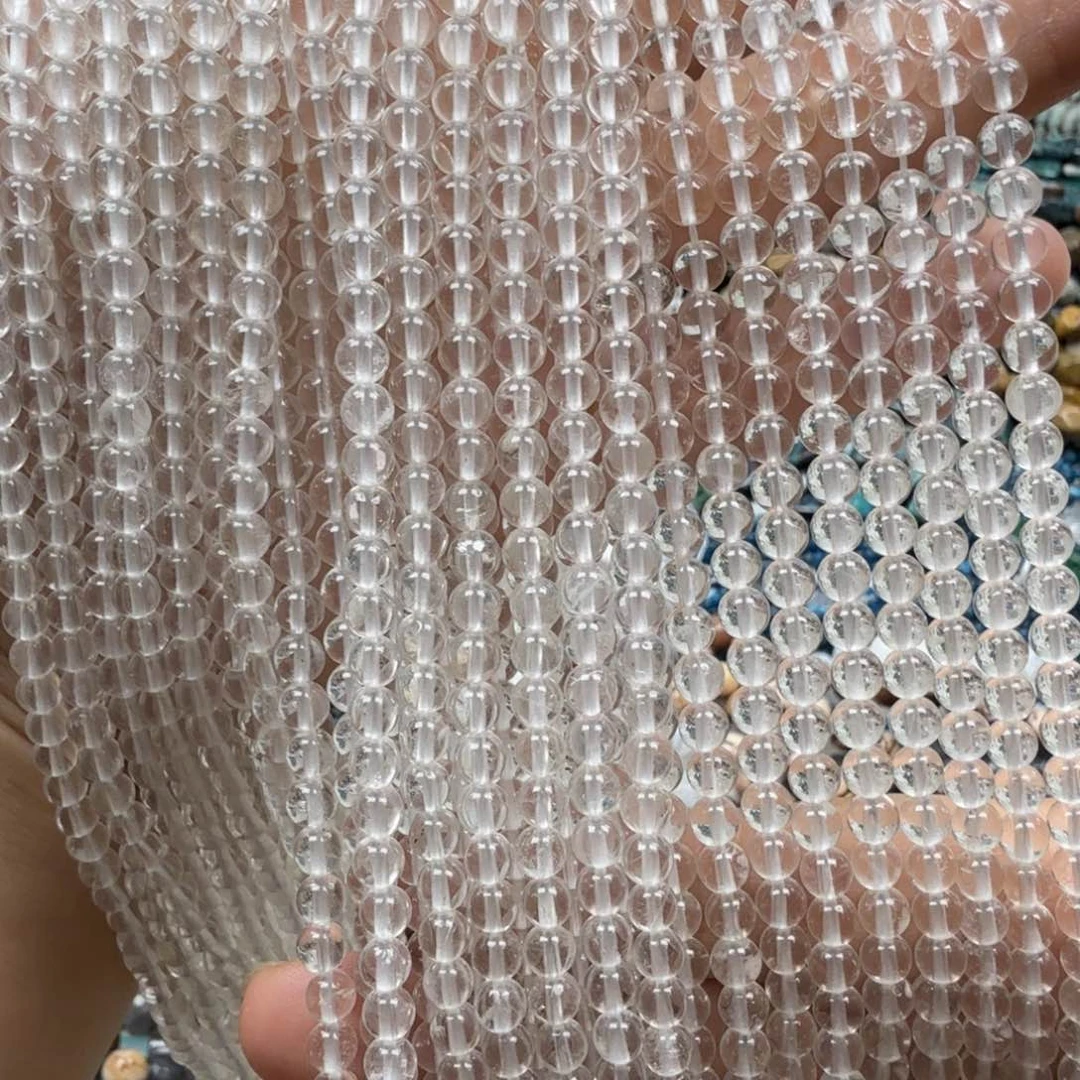 水晶珠宝半成品未镶嵌卡4白水晶一条