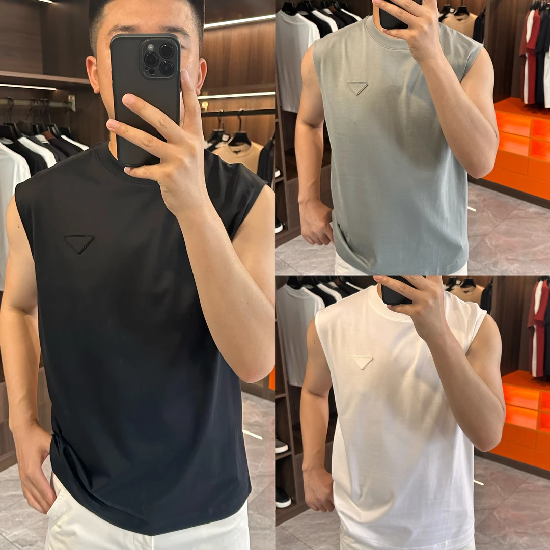 爵派尔｜QT170 夏季男士时尚百搭三角标无袖纯棉背心