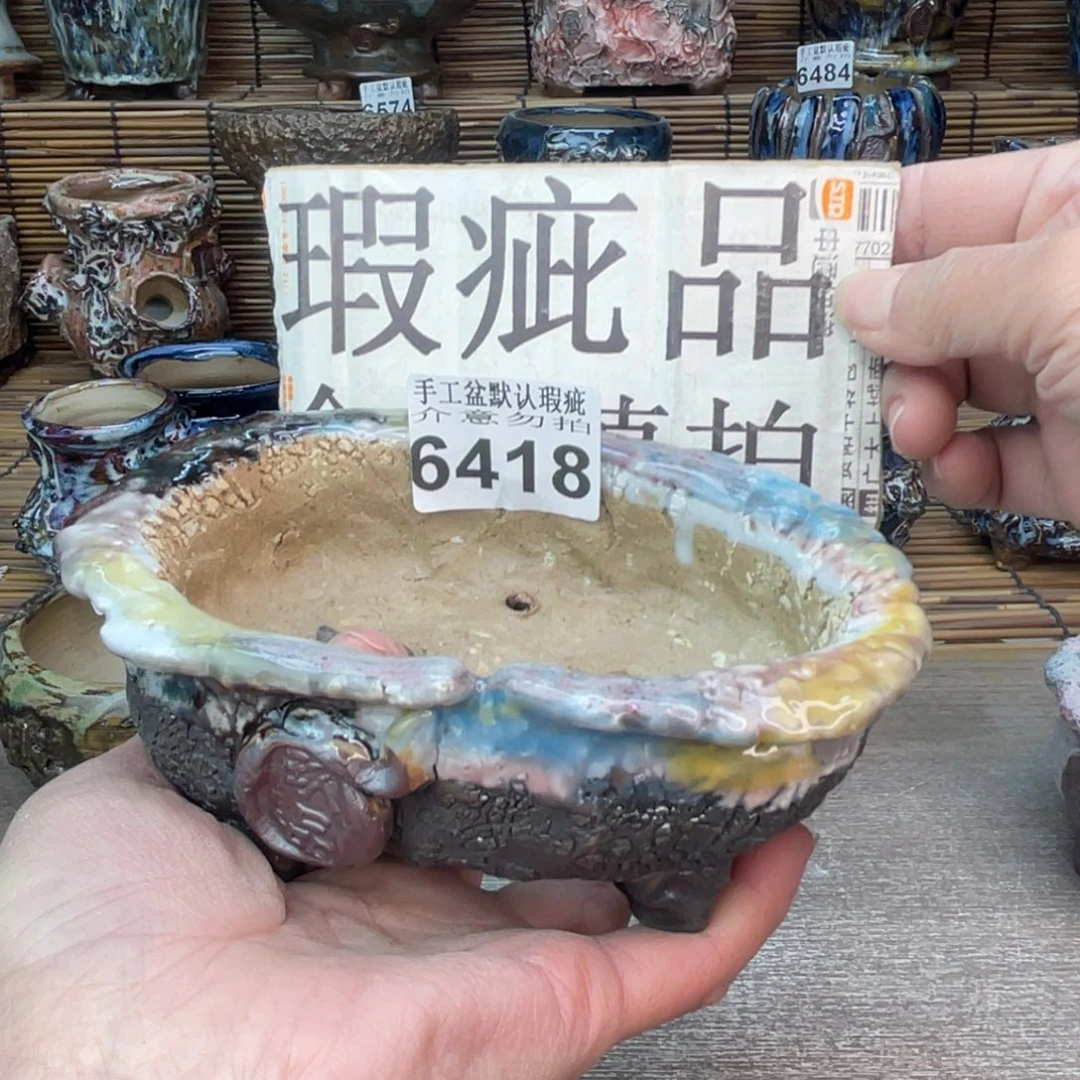手工花盆默认瑕疵完美者勿拍