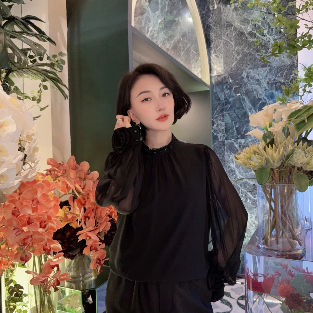 Betty Bairn【醉花晓梦】高端系列重工桑蚕丝上衣24B-BW7339