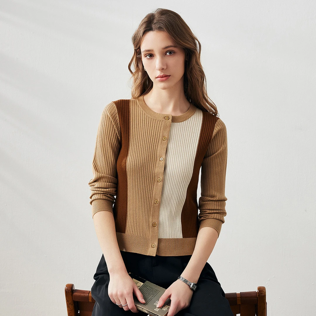 COMOBOCA/科蒙·博卡25春夏绵羊毛修身开衫新百搭上衣小衫KST4052