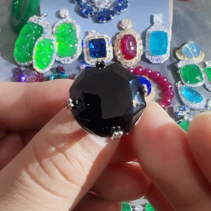 非金属红色蓝色满钻镶嵌