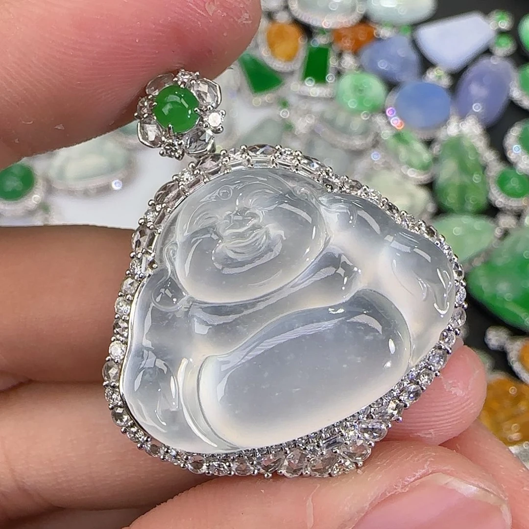 翡翠颈饰18K金镶嵌7天然翡翠