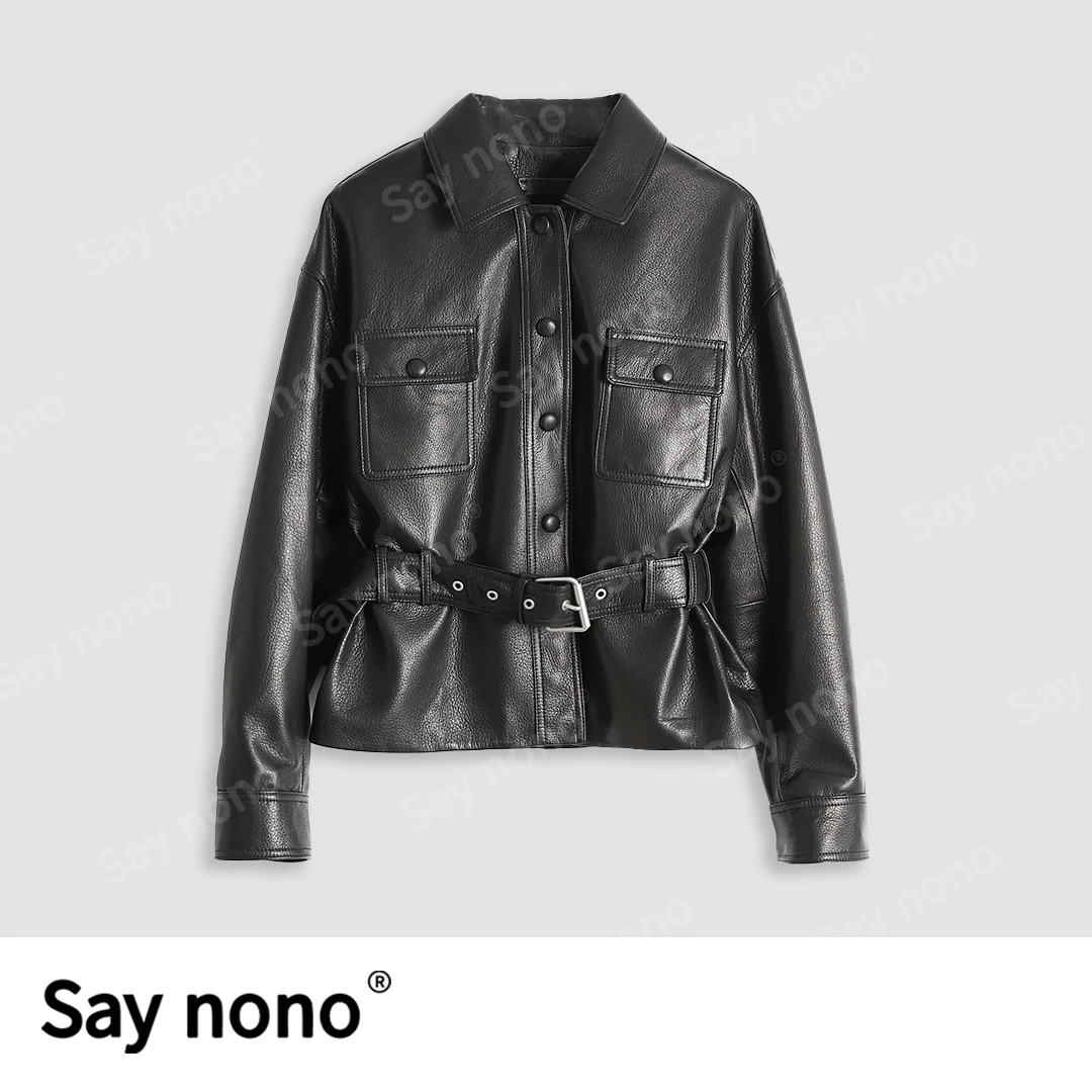 懒猫nono│Saynono巴黎之夜_油蜡肌理羊皮革皮衣外套女/LQ25058