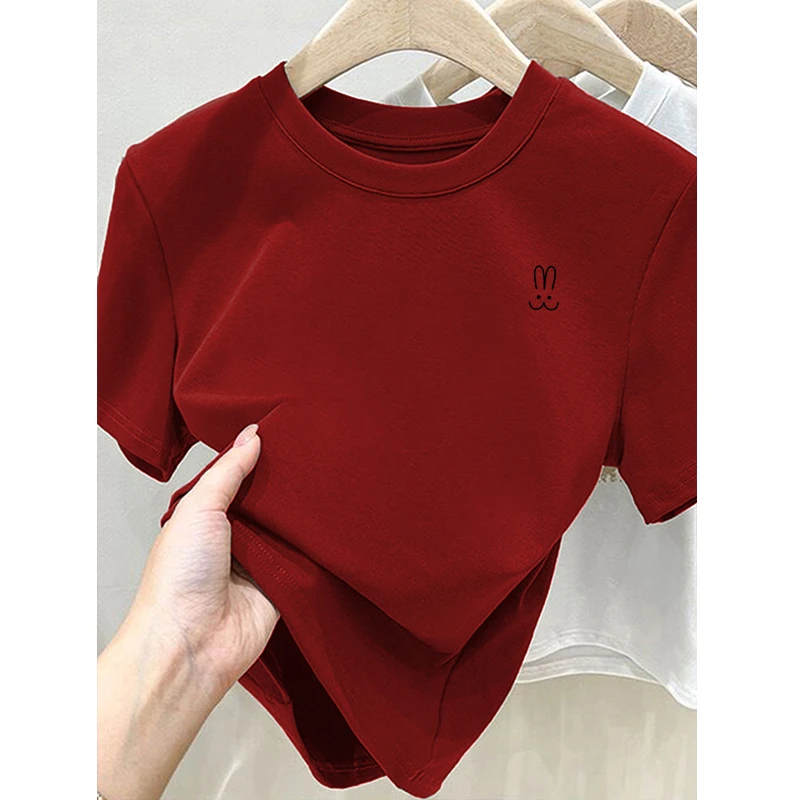 春秋新款韩版宽松正肩圆领短袖纯棉显瘦打底衫上衣短t恤内搭微胖