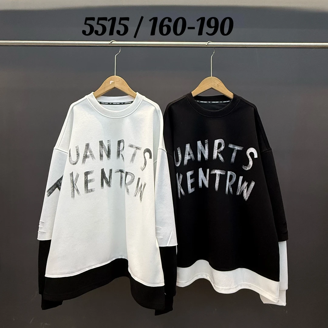 【5515-白色】青少年春款潮品卫衣