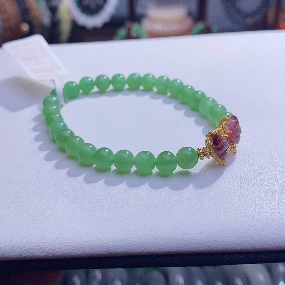 和田玉未镶嵌颈饰清货价碧玉粉绿手链6m