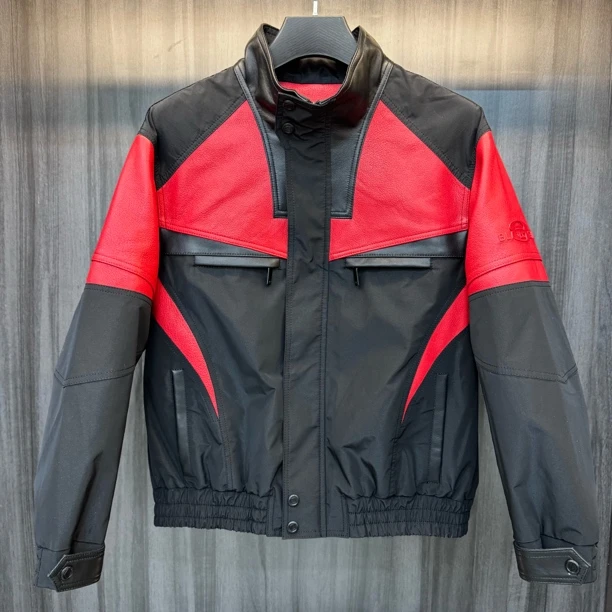 【金6皮匠】时尚巴黎红山羊皮真皮男士翻领百搭夹克297