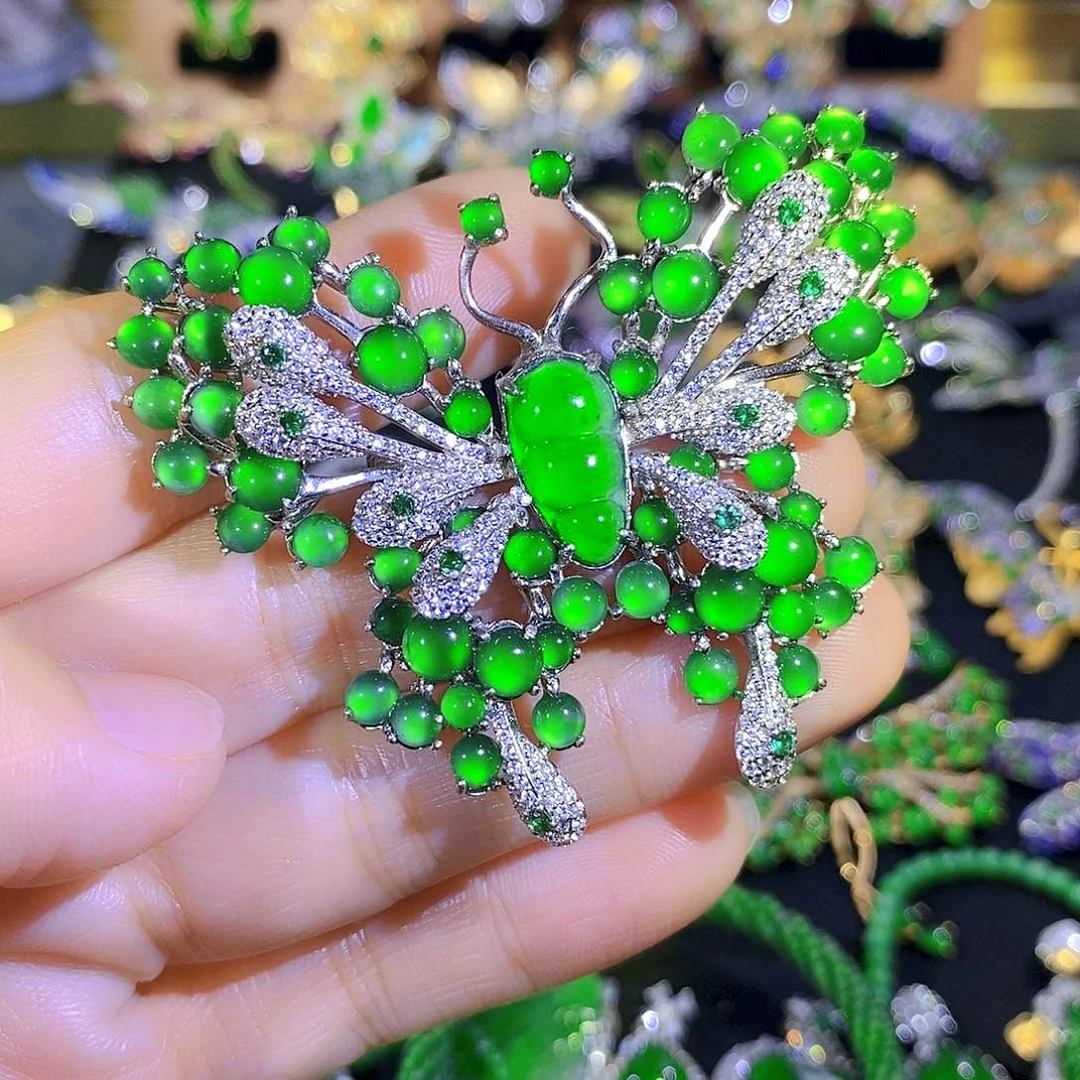 颈饰银S925镶嵌翡翠