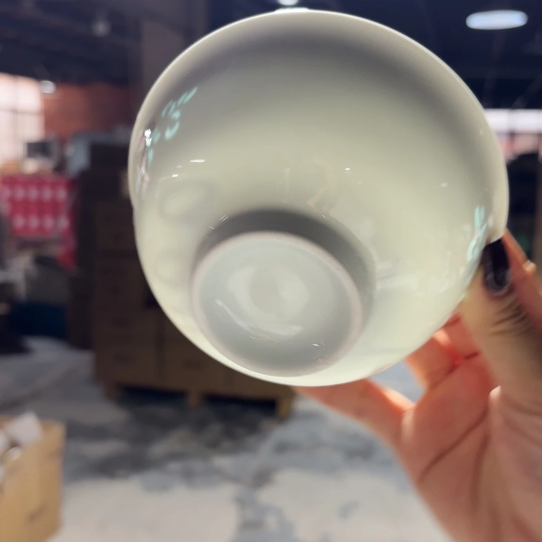 景德镇5英寸米饭碗两个无底款微瑕青