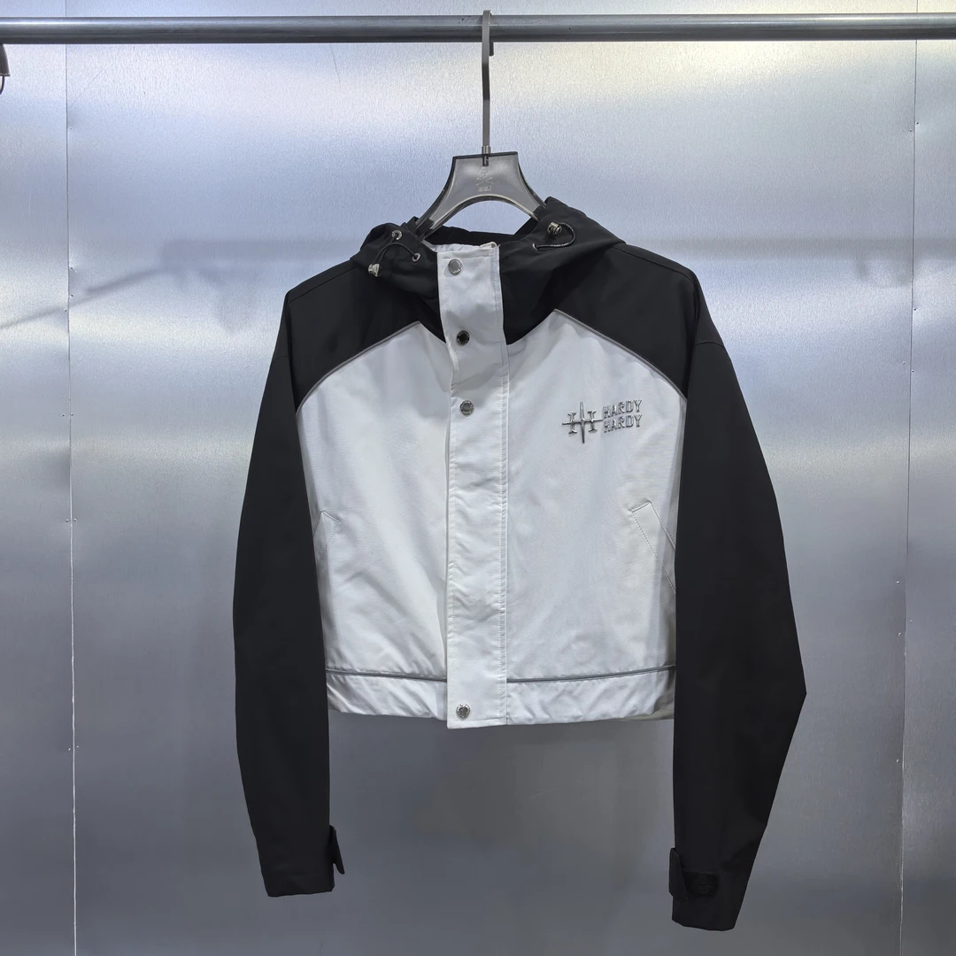 K05-91214-HAR潮流百搭拼色连帽工装短款夹克女小个子开衫