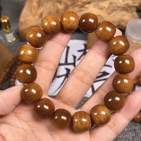 檀香木手串/手链老山檀香黑肉横纹13/14老型珠沉水