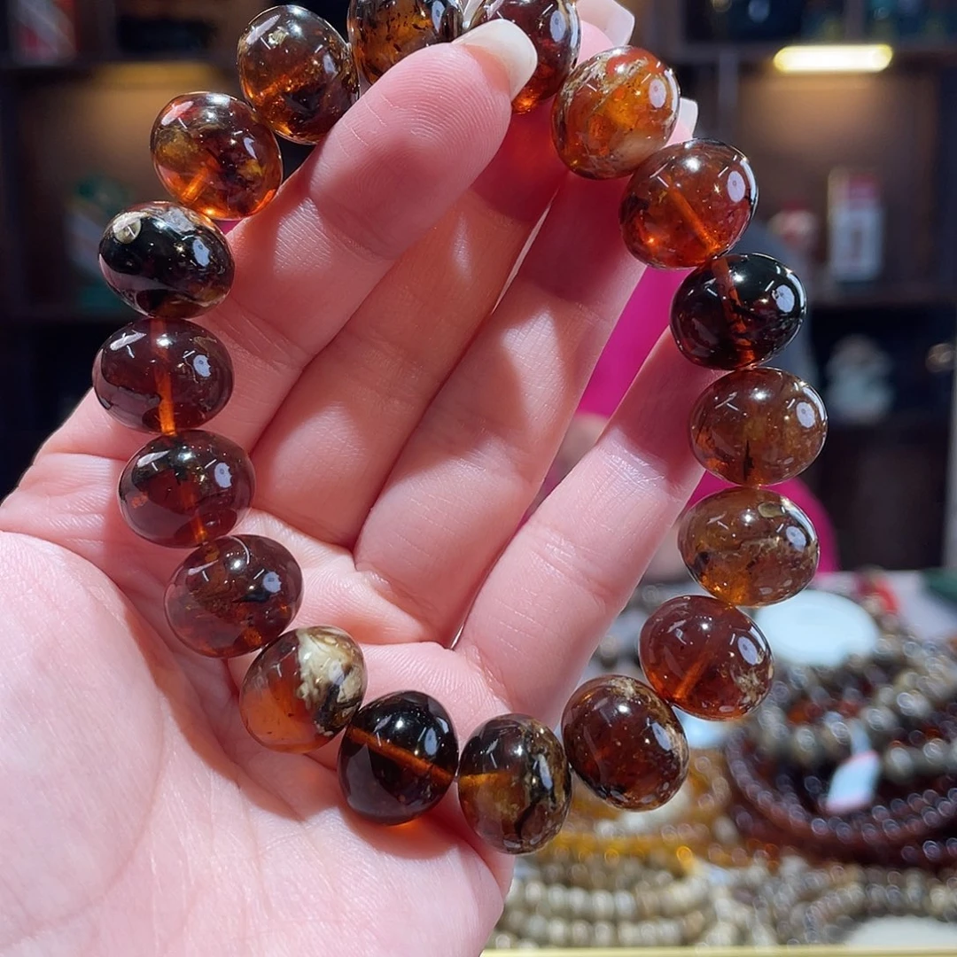 琥珀未镶嵌颈饰14m花