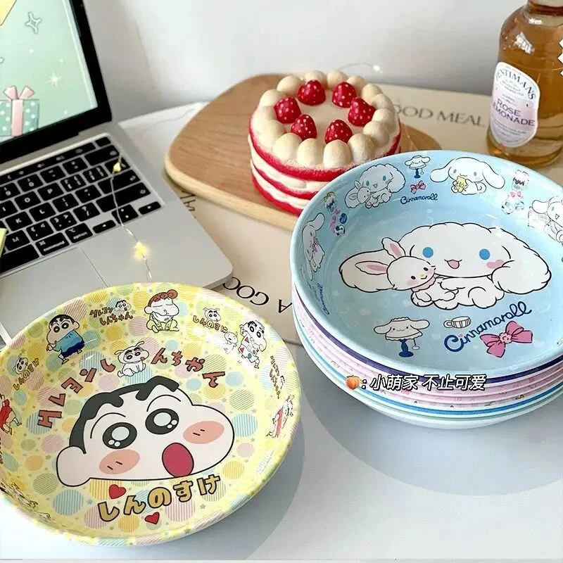卡通库洛米防摔客厅家用单个盘子学生儿童餐盘防烫零食水果盘勺HR
