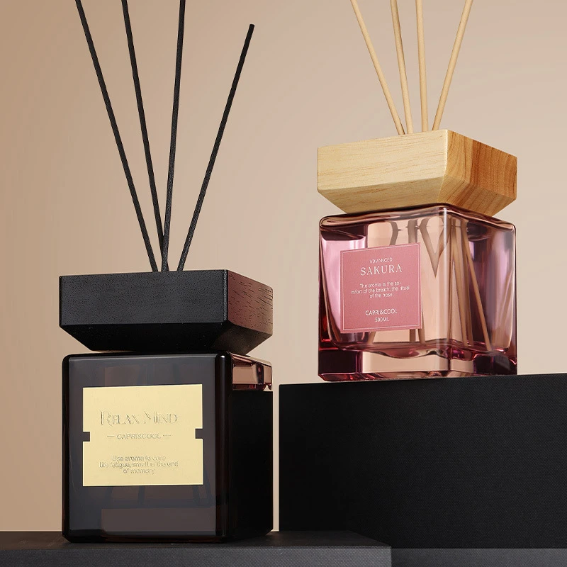 超大500酒店方瓶香氛艺术摆件家用室内木盖藤条无火香薰持久简装