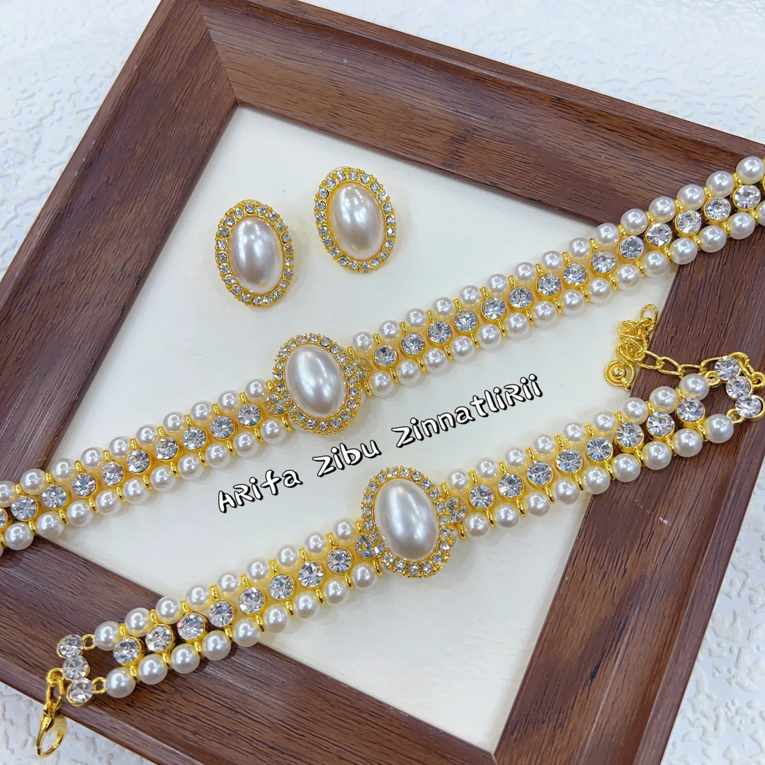 铜合金项链 阿热发新款时尚百搭气质法式风格三件套手工小香风