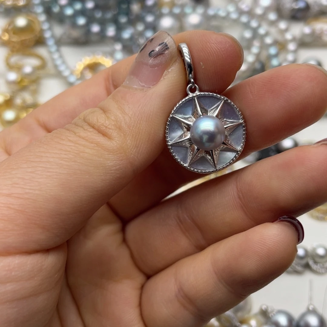 海水珍珠吊坠(不含链)银S925镶嵌