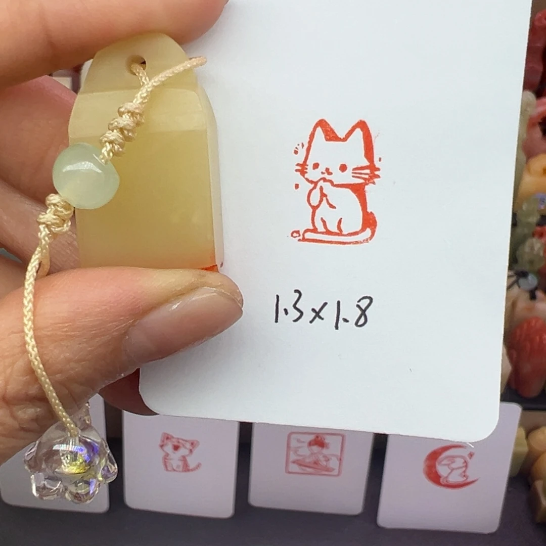 寿山石印石猫咪手工